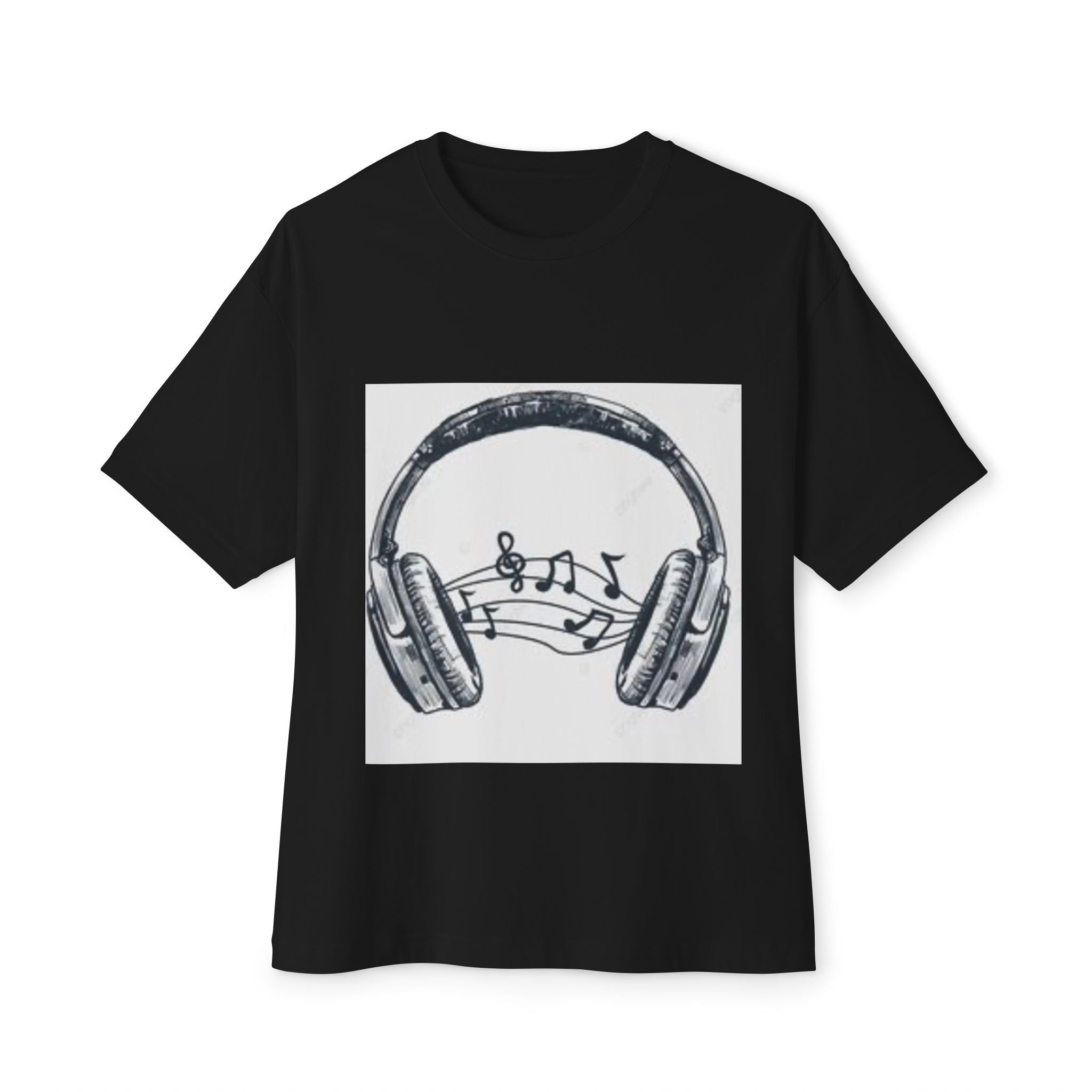 Headphone Music Notes Tee — Vintage Sketch Graphic T‑Shirt for Music Lovers