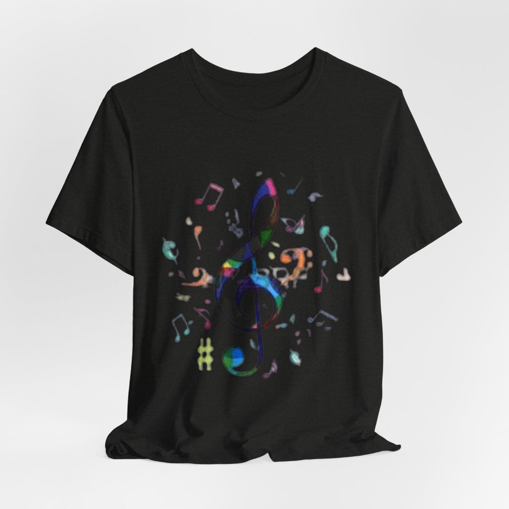Music Treble Clef T‑Shirt — Colorful Musical Notes Tee for Musicians & Music Lovers