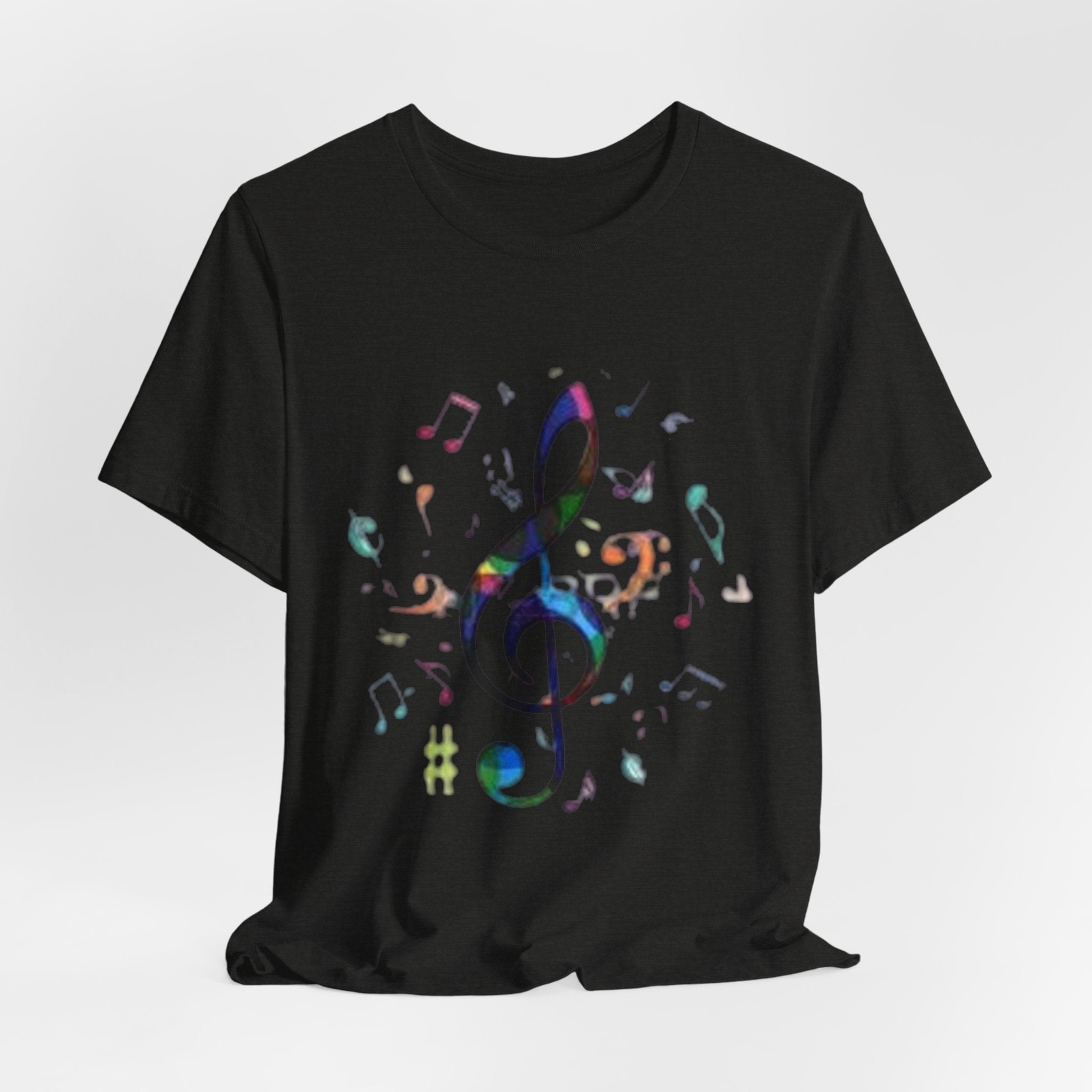 Music Treble Clef T‑Shirt — Colorful Musical Notes Tee for Musicians & Music Lovers
