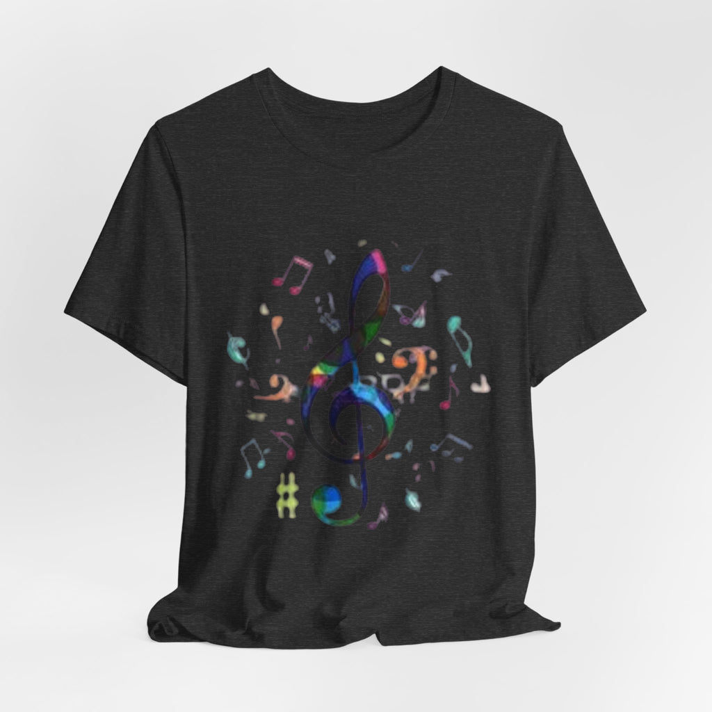 Music Treble Clef T‑Shirt — Colorful Musical Notes Tee for Musicians & Music Lovers