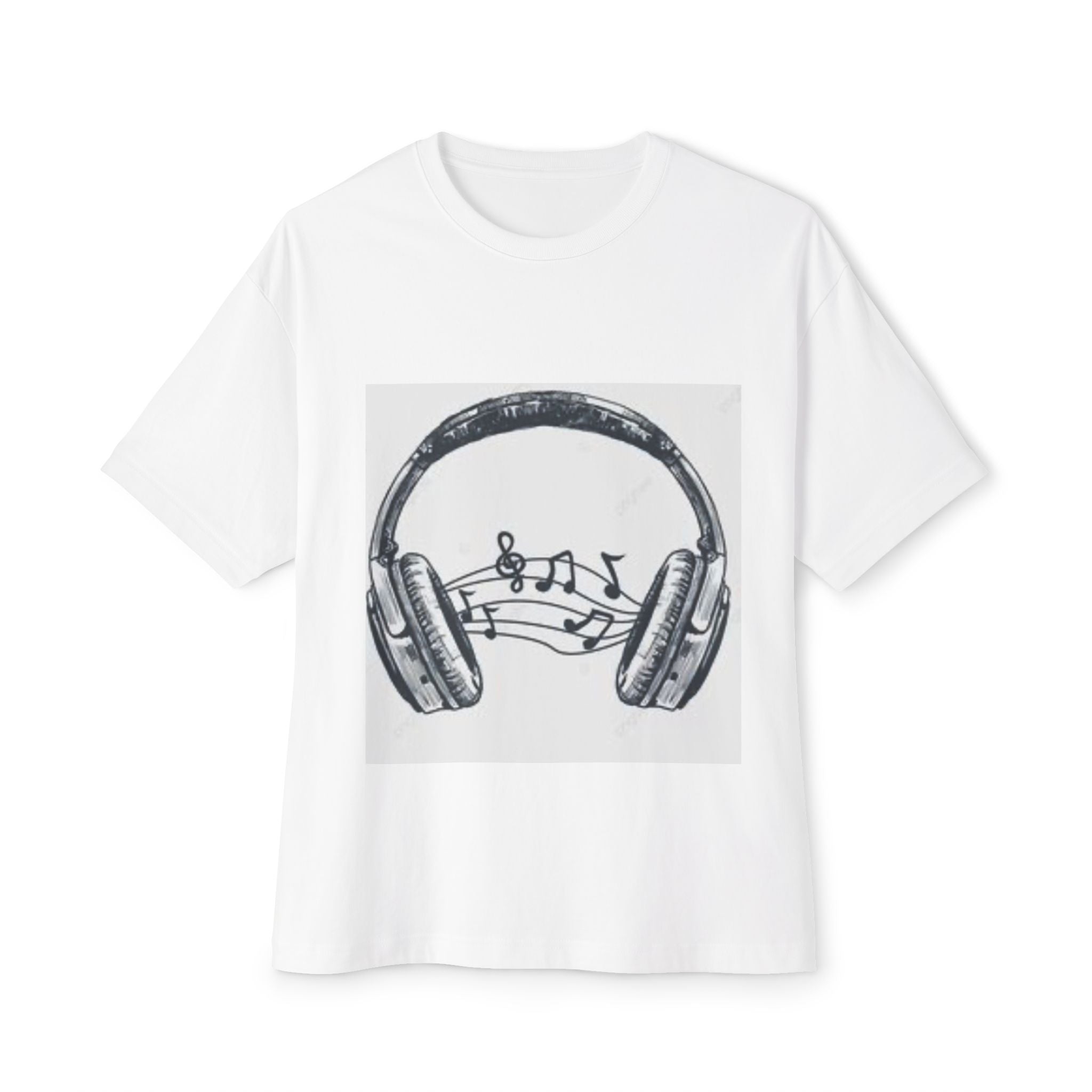 Headphone Music Notes Tee — Vintage Sketch Graphic T‑Shirt for Music Lovers