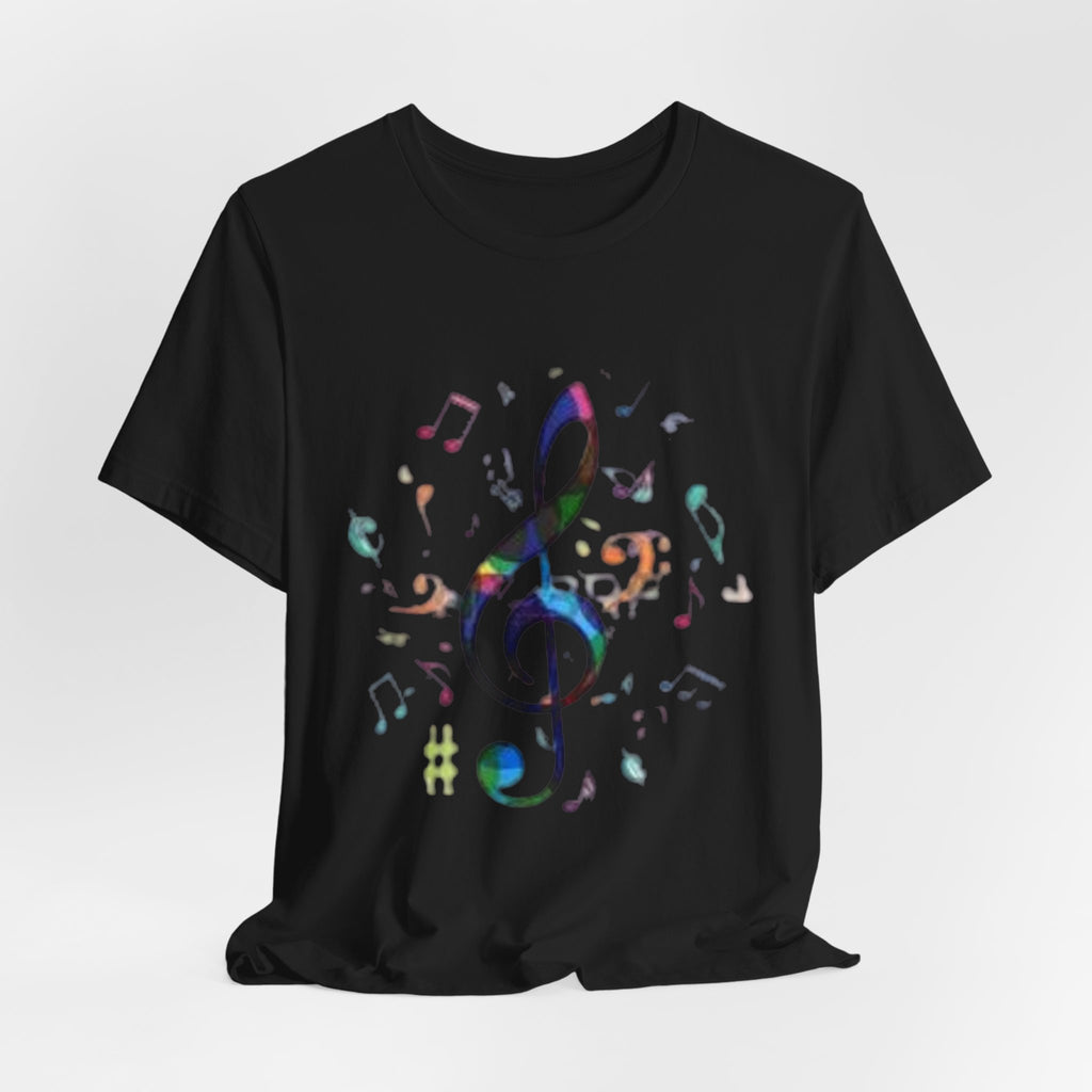Music Treble Clef T‑Shirt — Colorful Musical Notes Tee for Musicians & Music Lovers