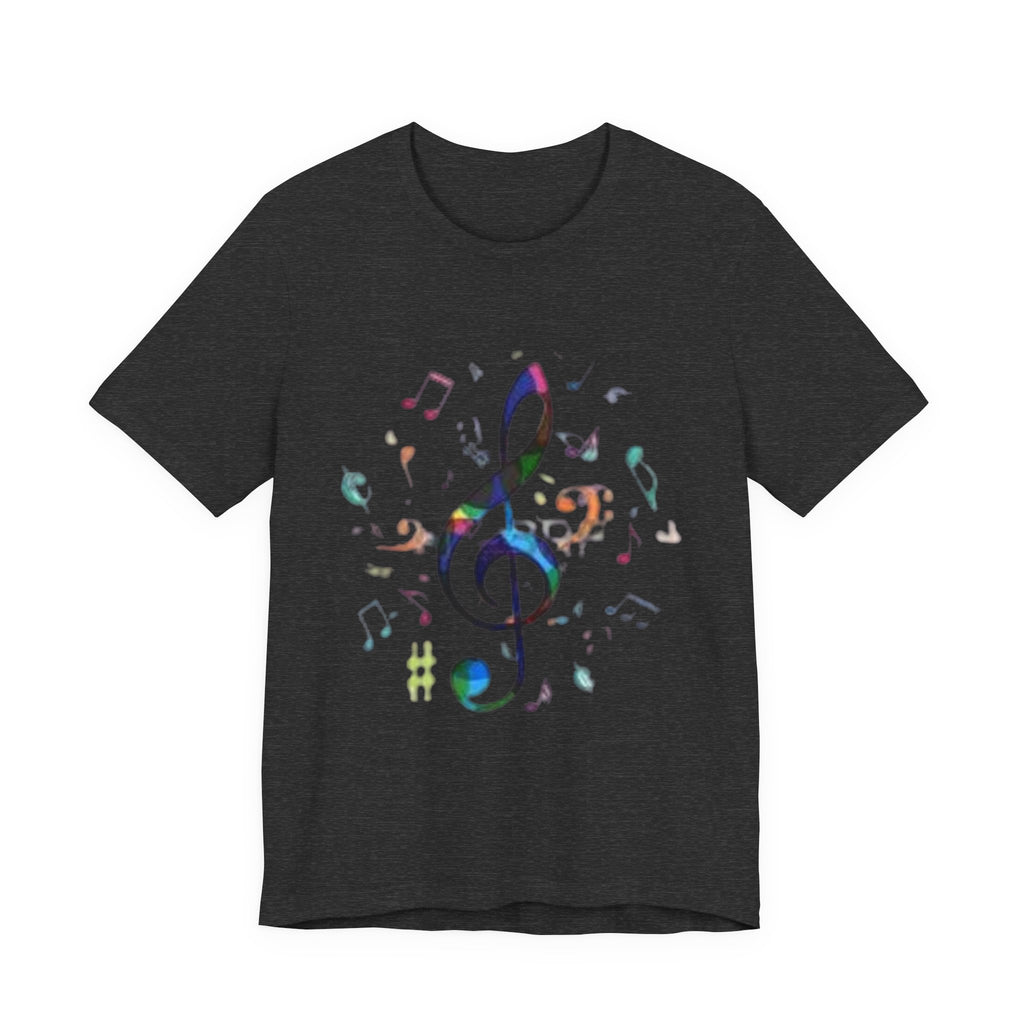 Music Treble Clef T‑Shirt — Colorful Musical Notes Tee for Musicians & Music Lovers
